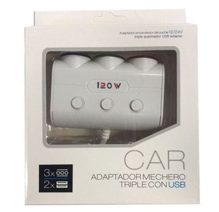 Car 3-In-1 120W Adaptor Mechro Triple Con Usb